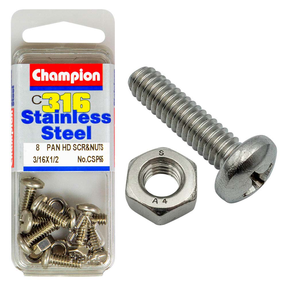 Champion 3/16In X 1/2In Unc Pan Hd Set Screw 316/A4 (C)