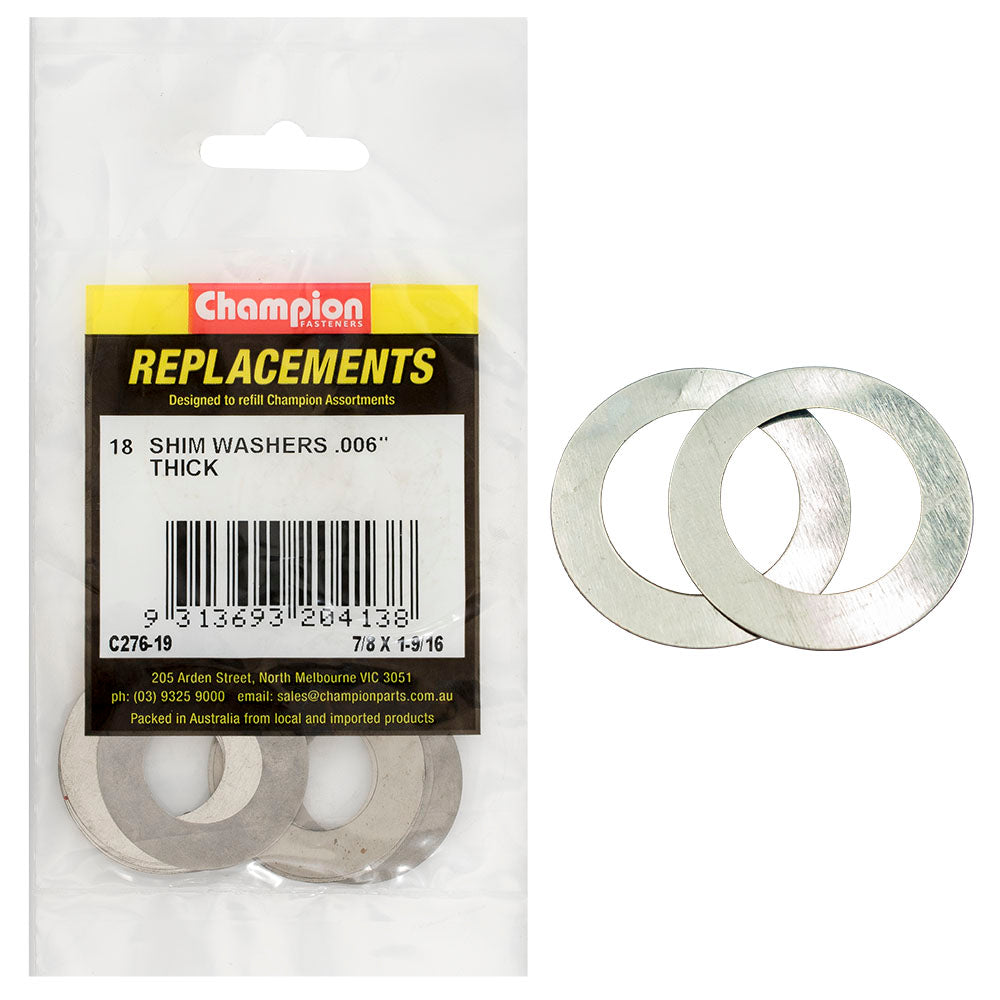 Champion 7/8In X 1-9/16In X 0.006In Shim Washer -18Pk