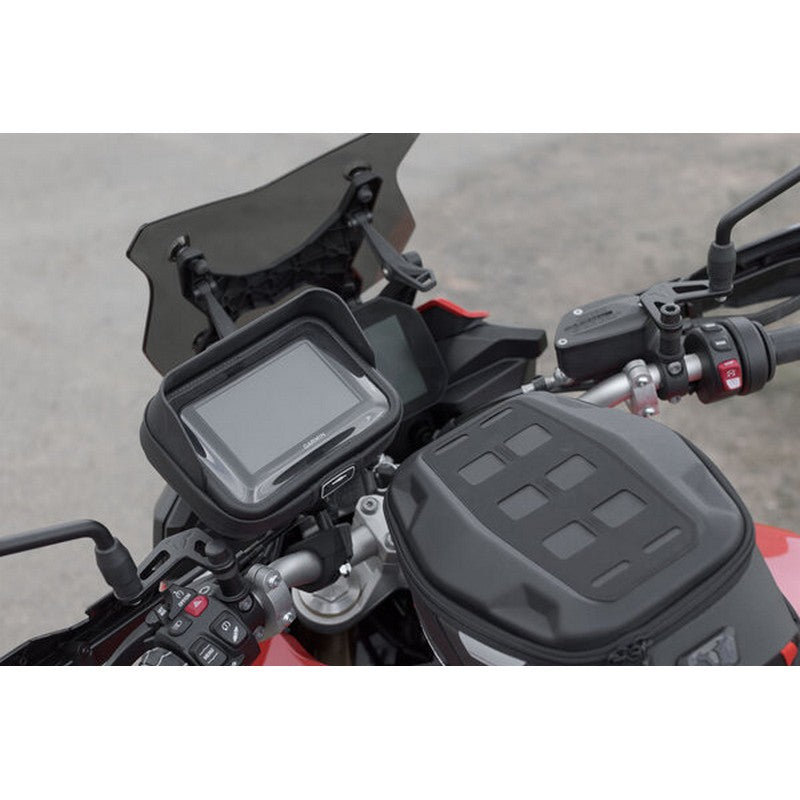 Universal Gps Mount Sw Motech Kit With Navi Case 2 Socket Arm For Handlebar/Mirror Thread