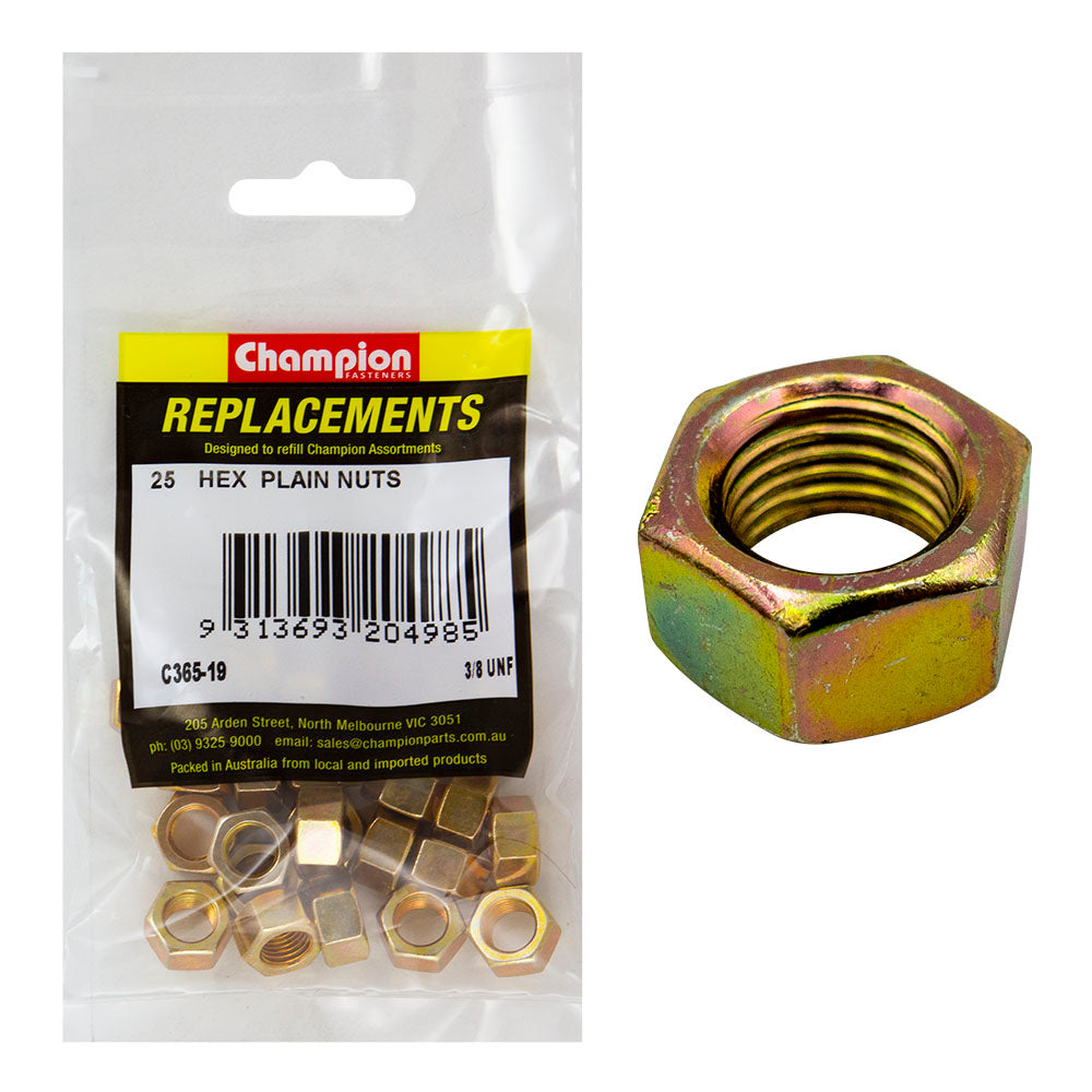 Champion 3/8In Unf Hexagon Nut -25Pk