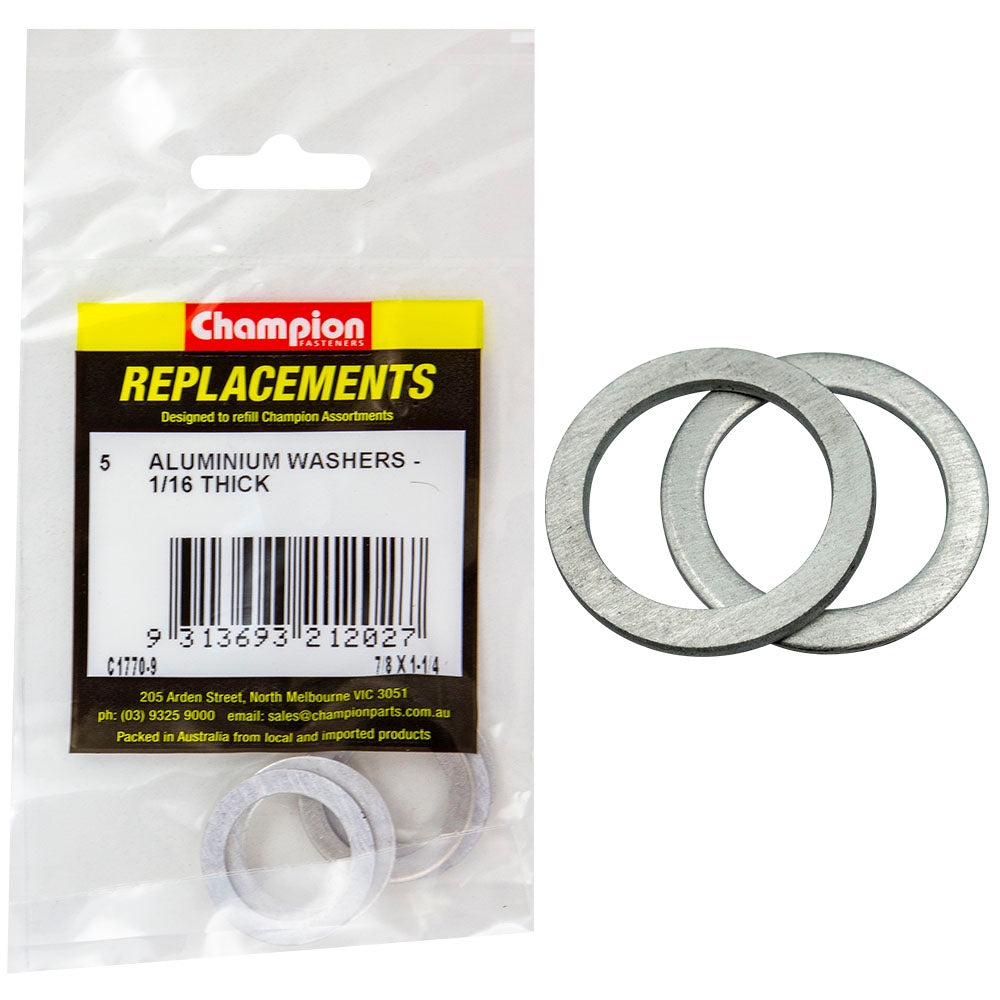 Champion 7/8In X 1-1/4In X 1/16In Aluminium Washer -5Pk