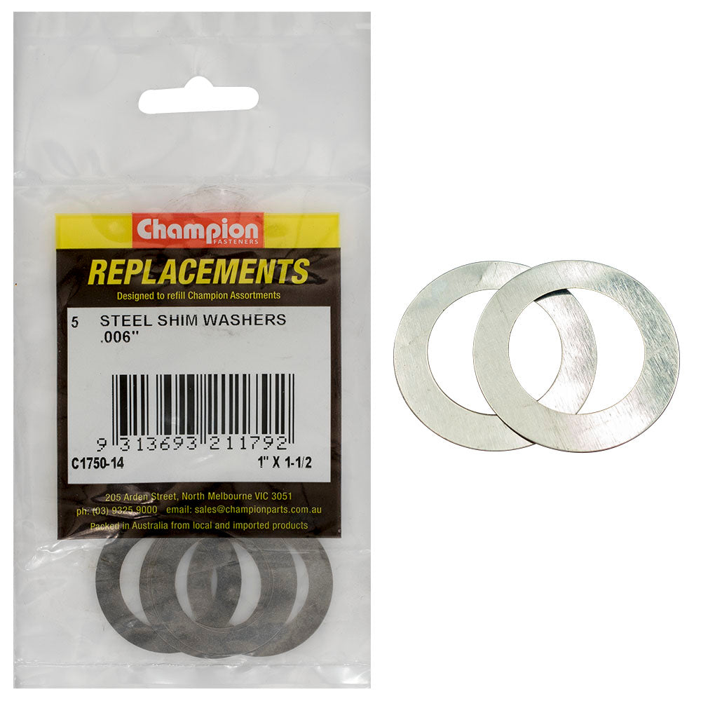 Champion 1In X 1-1/2In X .006In Shim Washer -5Pk