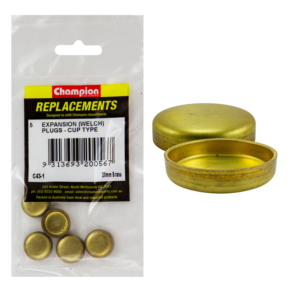 Champion 20Mm Brass Expansion (Frost) Plug -Cup Type -5Pk