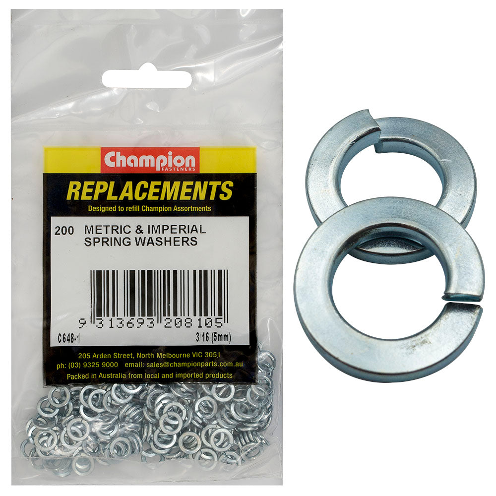 Champion 1/4In Flat Section Spring Washer - 200Pk