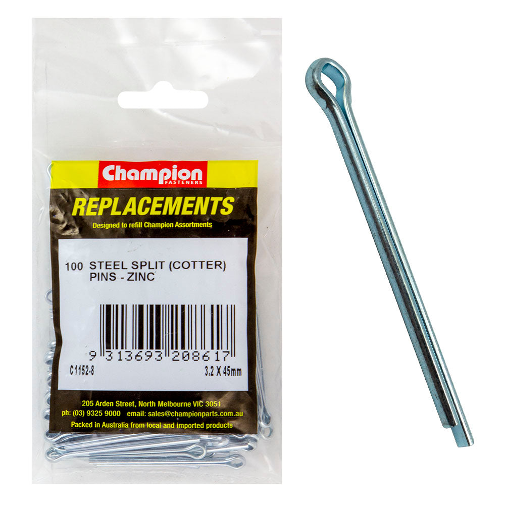 Champion 3.2Mm X 45Mm Steel Split (Cotter) Pin -100Pk