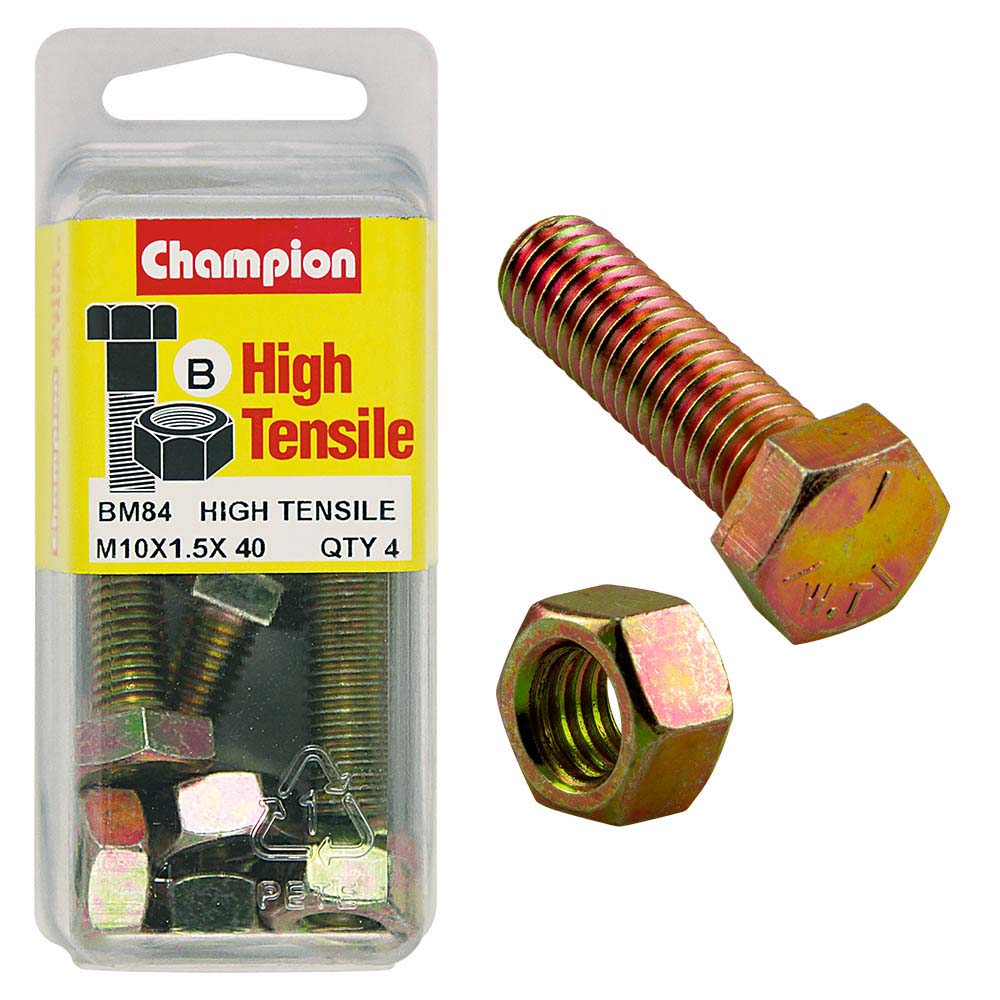 Champion M10 X 40 Set Screw & Nut (B) - Gr8.8