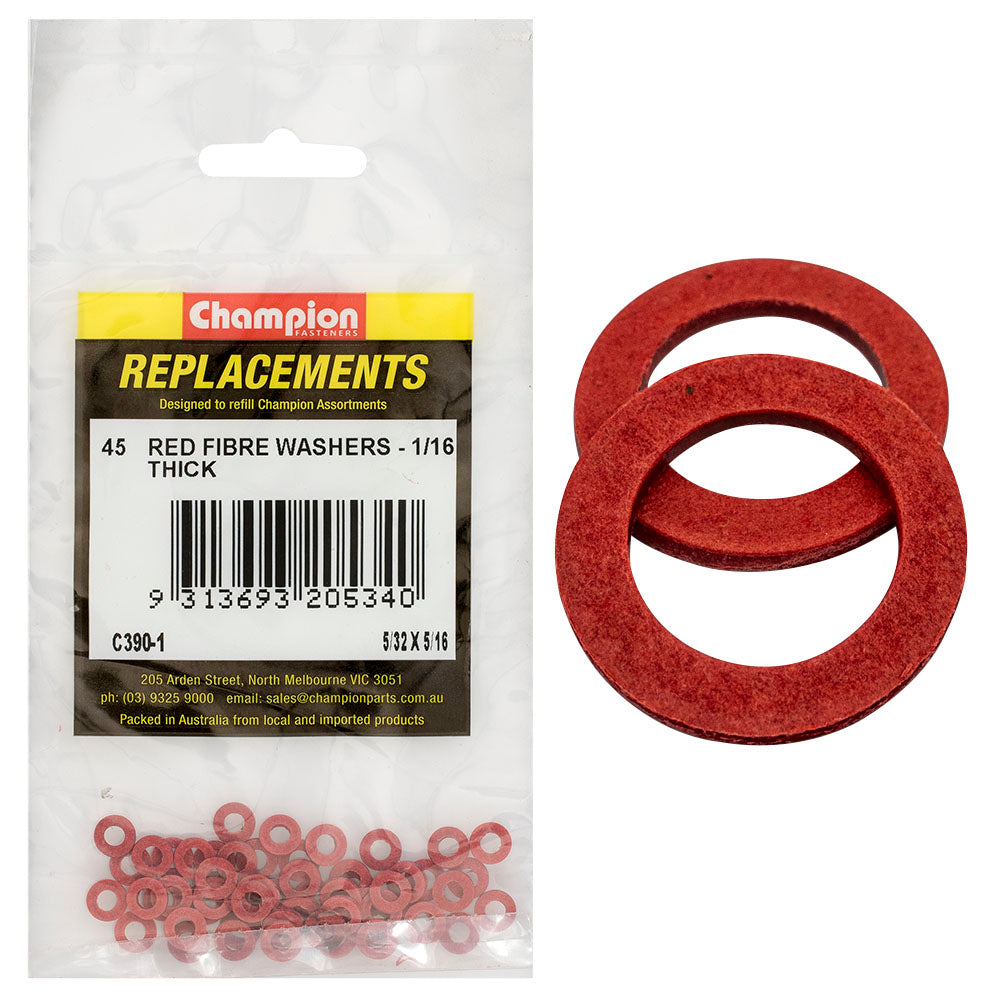 Champion 5/32In X 5/16In X 1/16In Red Fibre Washer -45Pk