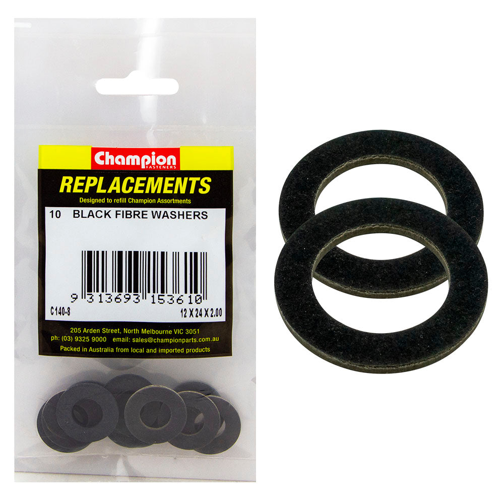 Champion M12 X 24 X2.0Mm Black Fibre (Sump Plug) Washer-25Pk