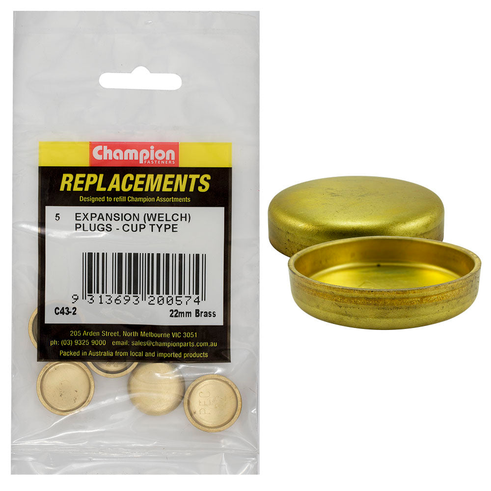 Champion 22Mm Brass Expansion (Frost) Plug -Cup Type -5Pk