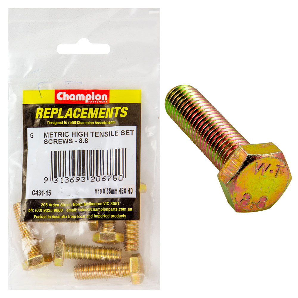 Champion M10 X 35Mm X 1.50 Set Screw -Gr8.8 -6Pk