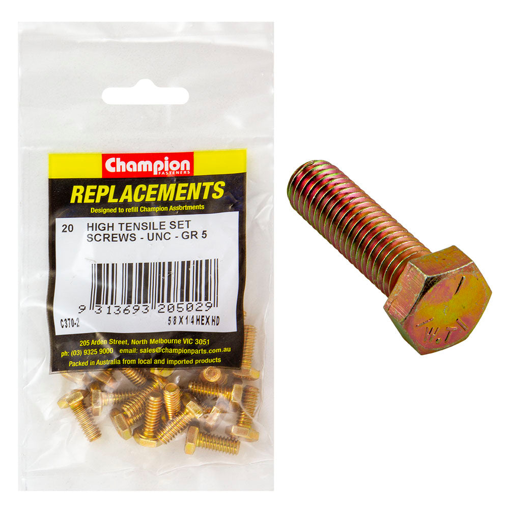 Champion 1/4In X 5/8In Unc Set Screw -Gr5 -20Pk