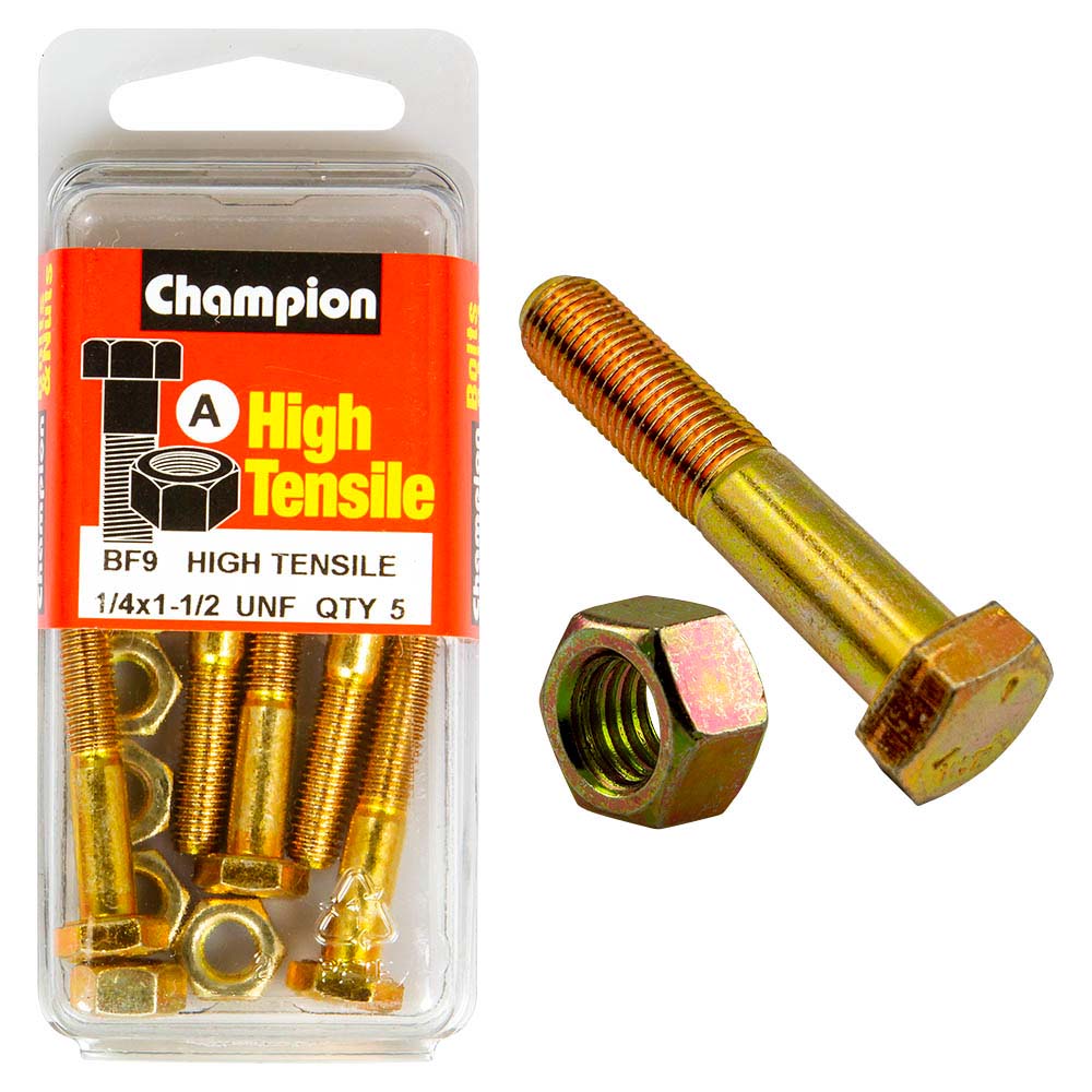 Champion 1-1/2In X 1/4In Bolt And Nut (A) - Gr5