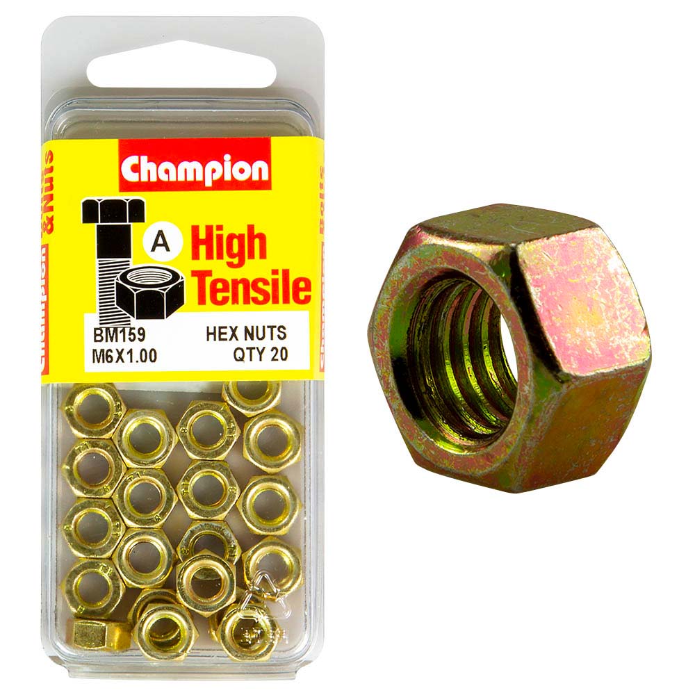 Champion M6 X 1.0 Hex Nut (A) - Gr8.8