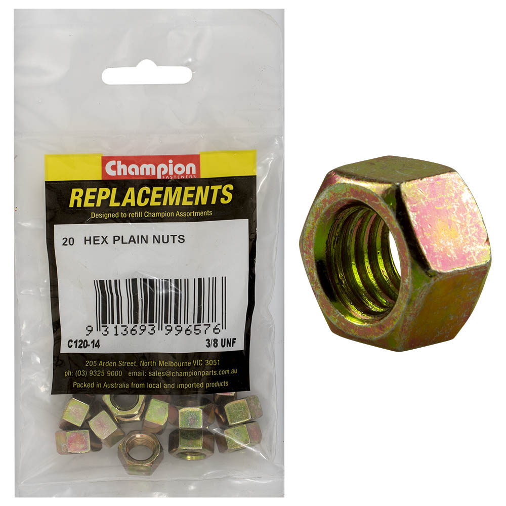 Champion 3/8In Unf Hexagon Nut -20Pk