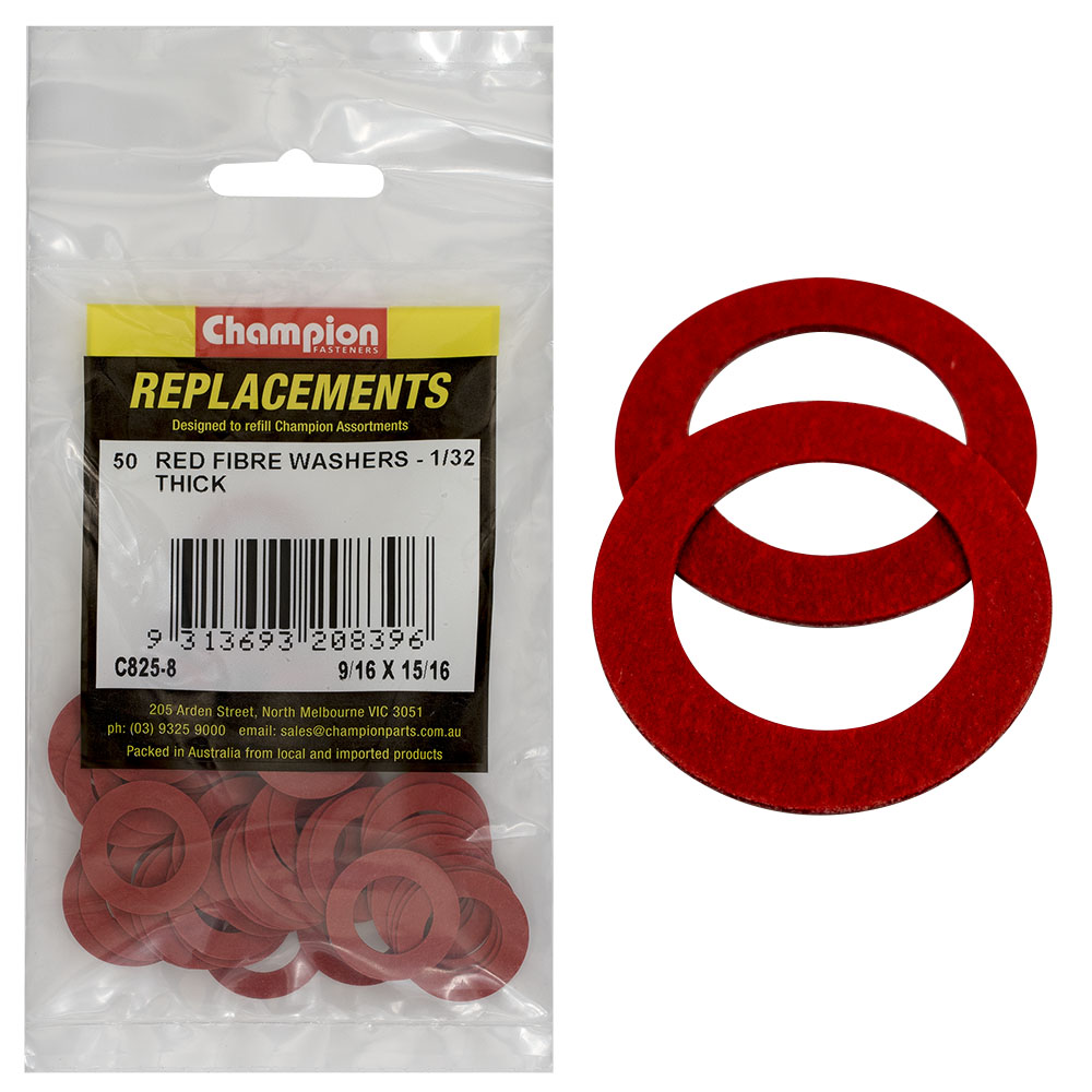 Champion 9/16In X 15/16In X 1/32In Red Fibre Washer -50Pk