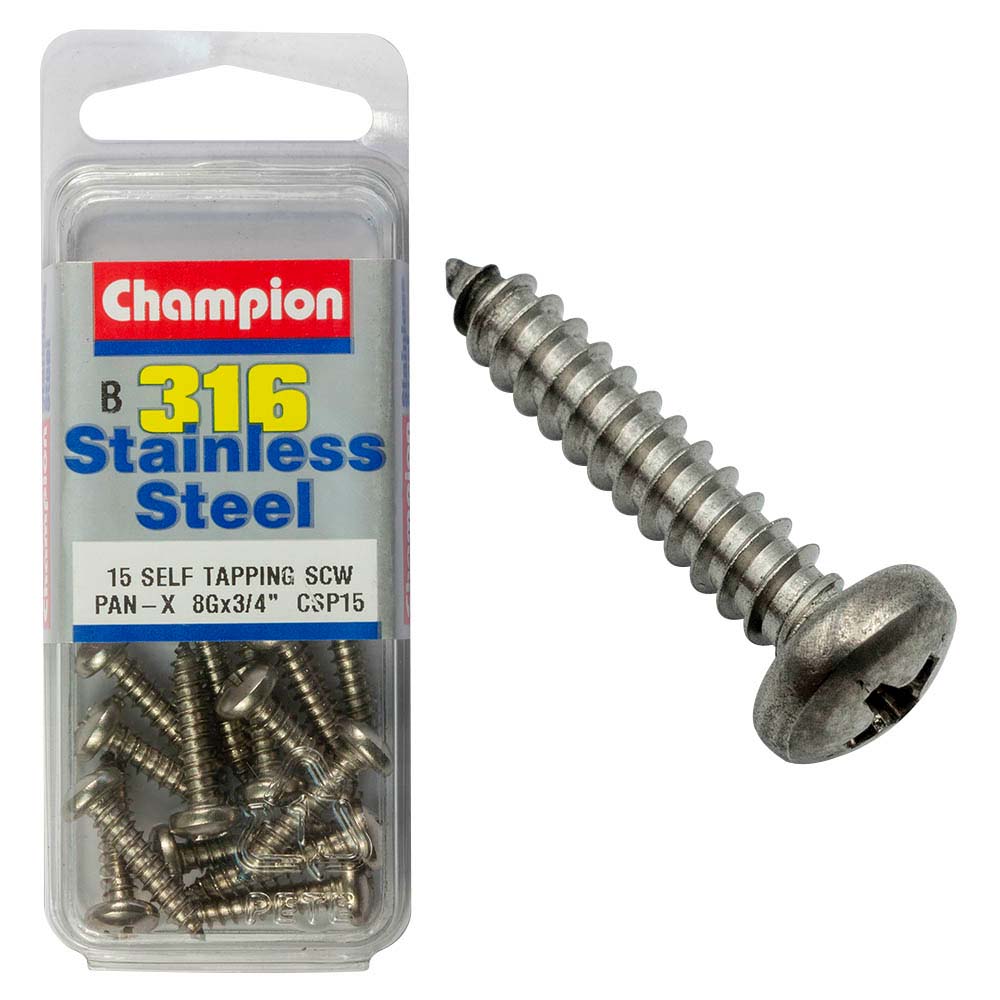 Champion 316/A4 S/Tap Set Screw - Pan 8G X 3/4In (B)