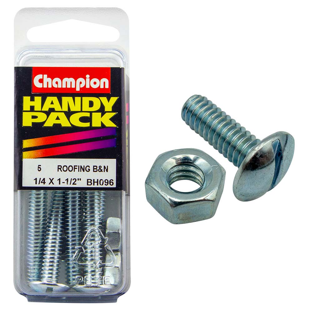 Champion 1/4In X 1-1/2In Roofing Bolt & Nut