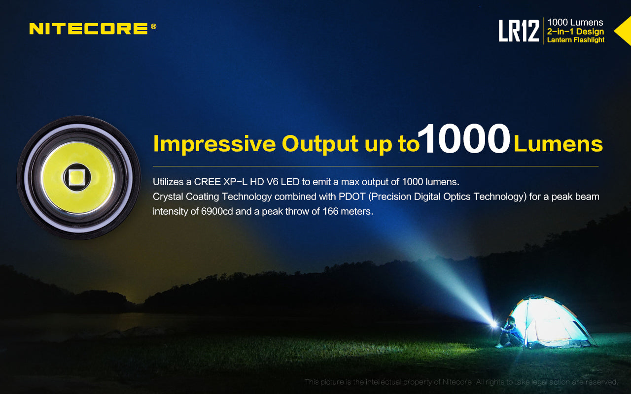 Nitecore Two In One Flashilght & Lantern Up To 1000 Lumens 166 Metres Of Throw