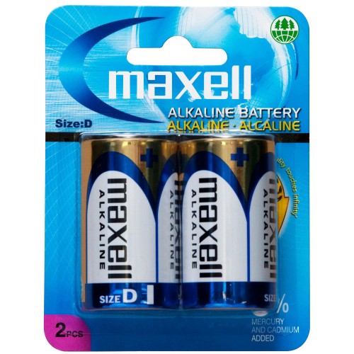 Maxell Alkaline Battery D Size 2 Pack Blister