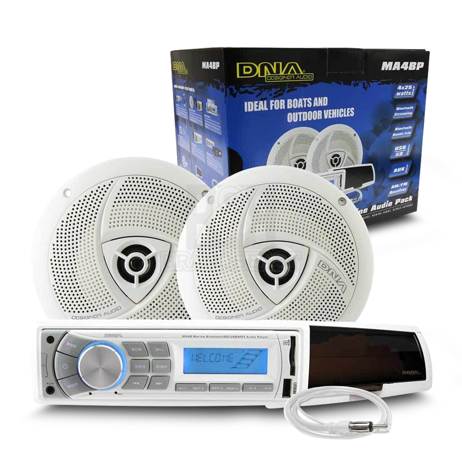 Dna Ultimate Marine Pack - Head Unit Speakers & Aerial White