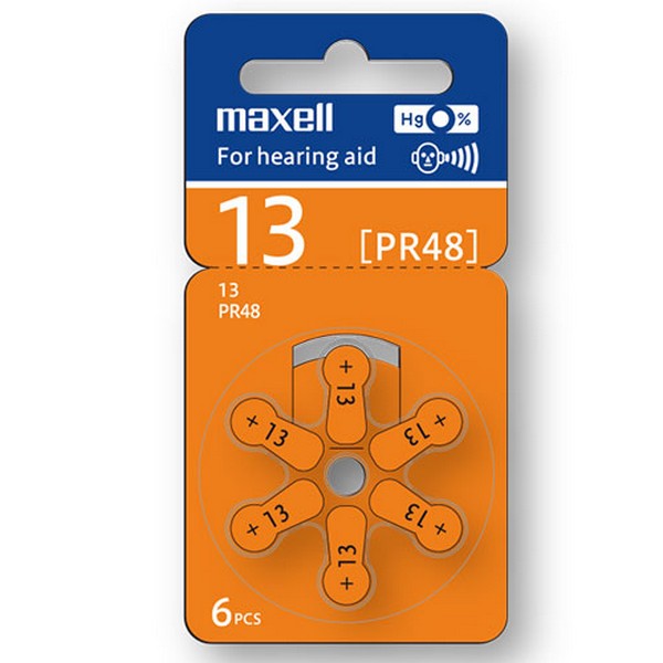 Maxell Hearing Aid Battery Za13 6 Pack