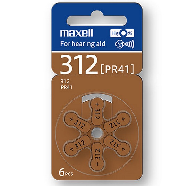 Maxell Hearing Aid Battery Za312 6 Pack