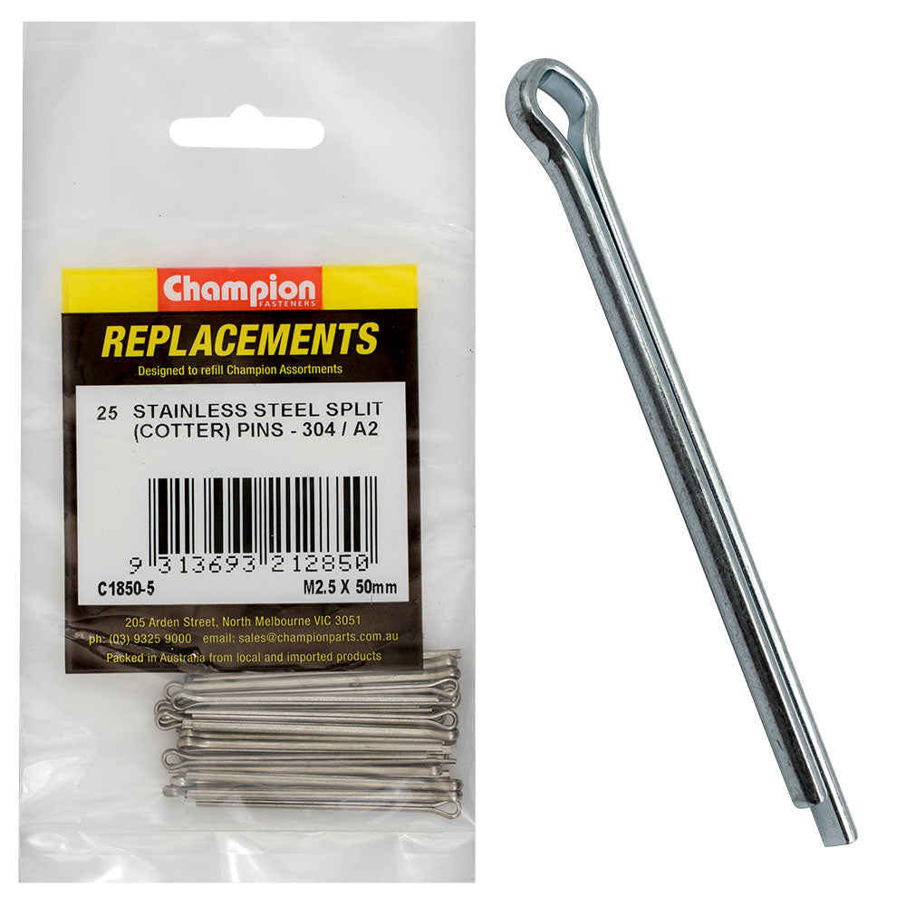 Champion 2.5 X 50Mm Stainless Split (Cotter) Pin 304/A2-25Pk