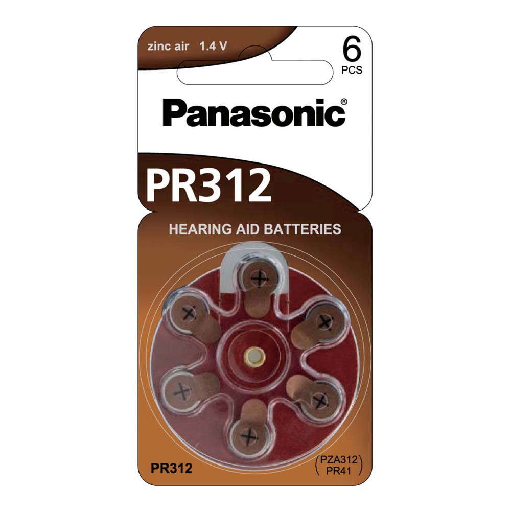 Panasonic 1.4V Pr41 Zinc Air Hearing Aid Battery (6Pk)