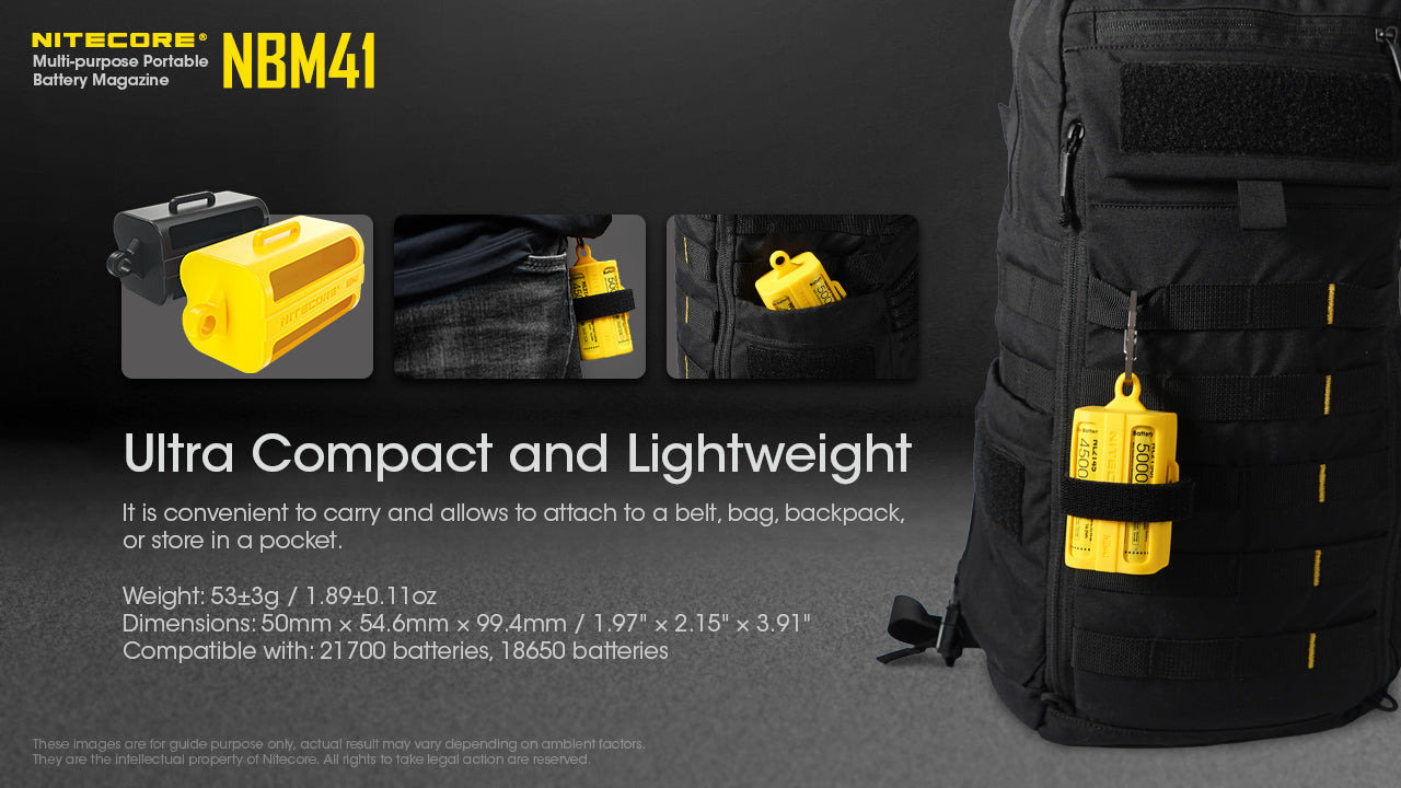 Nitecore Nbm41 Battery Magazine For 21700 / 18650 Batteries Yellow