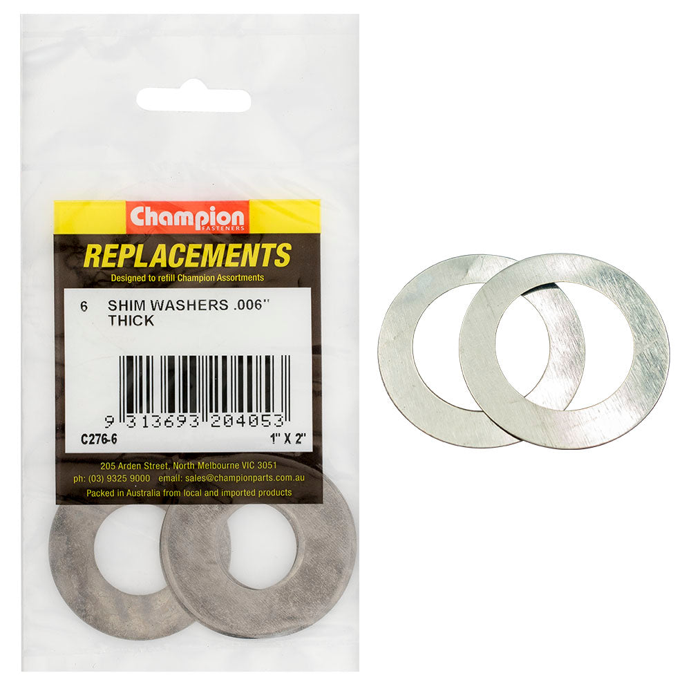 Champion 1In X 2In X 0.006In Shim Washer -6Pk