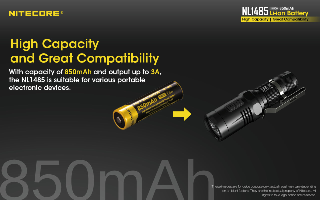 Nitecore 14500 Rechargeable Lithium-Ion Battery (3.7V, 850Mah)