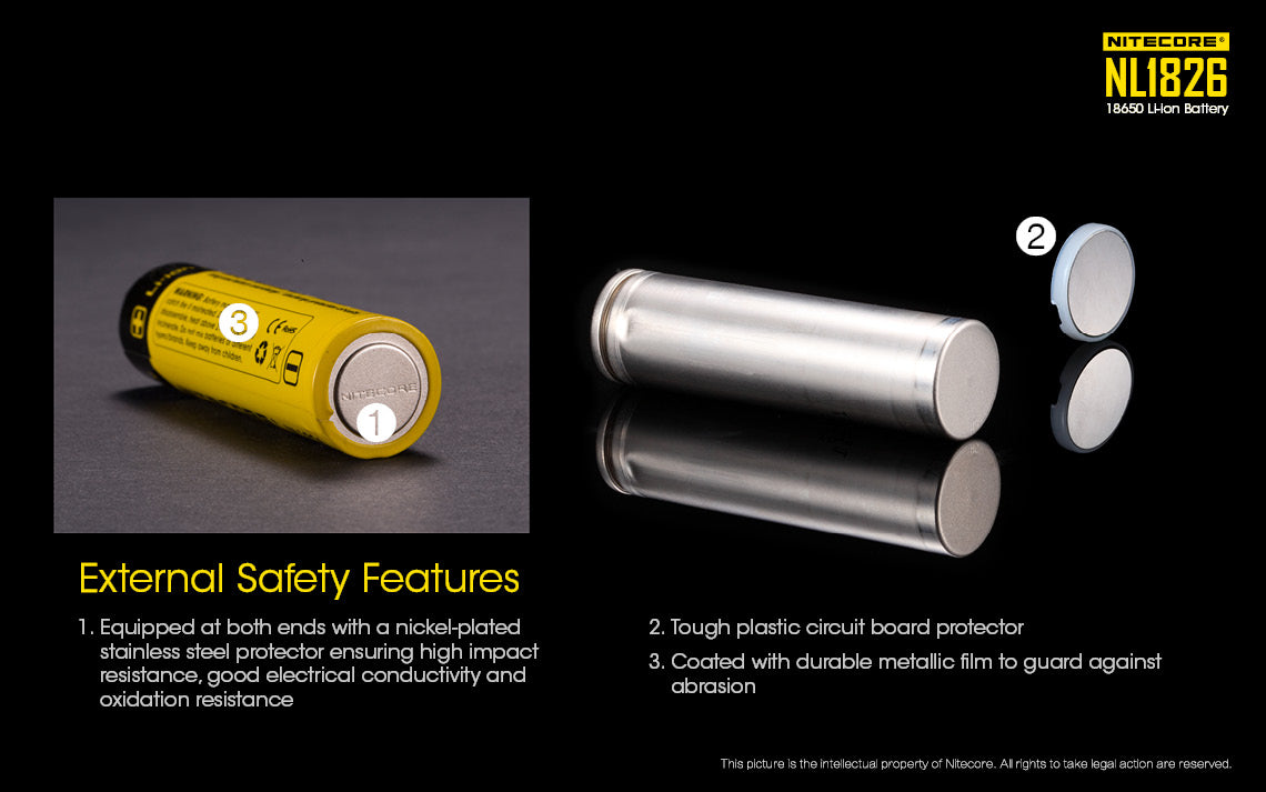 Nitecore Li-Ion Rechargeable Battery 18650 (3.7V 2600Mah)