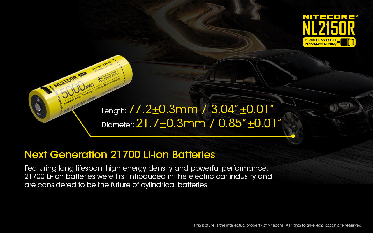 Nitecore Li-Ion 21700 Rechargeable Battery 5000Mah With Usb-C Port