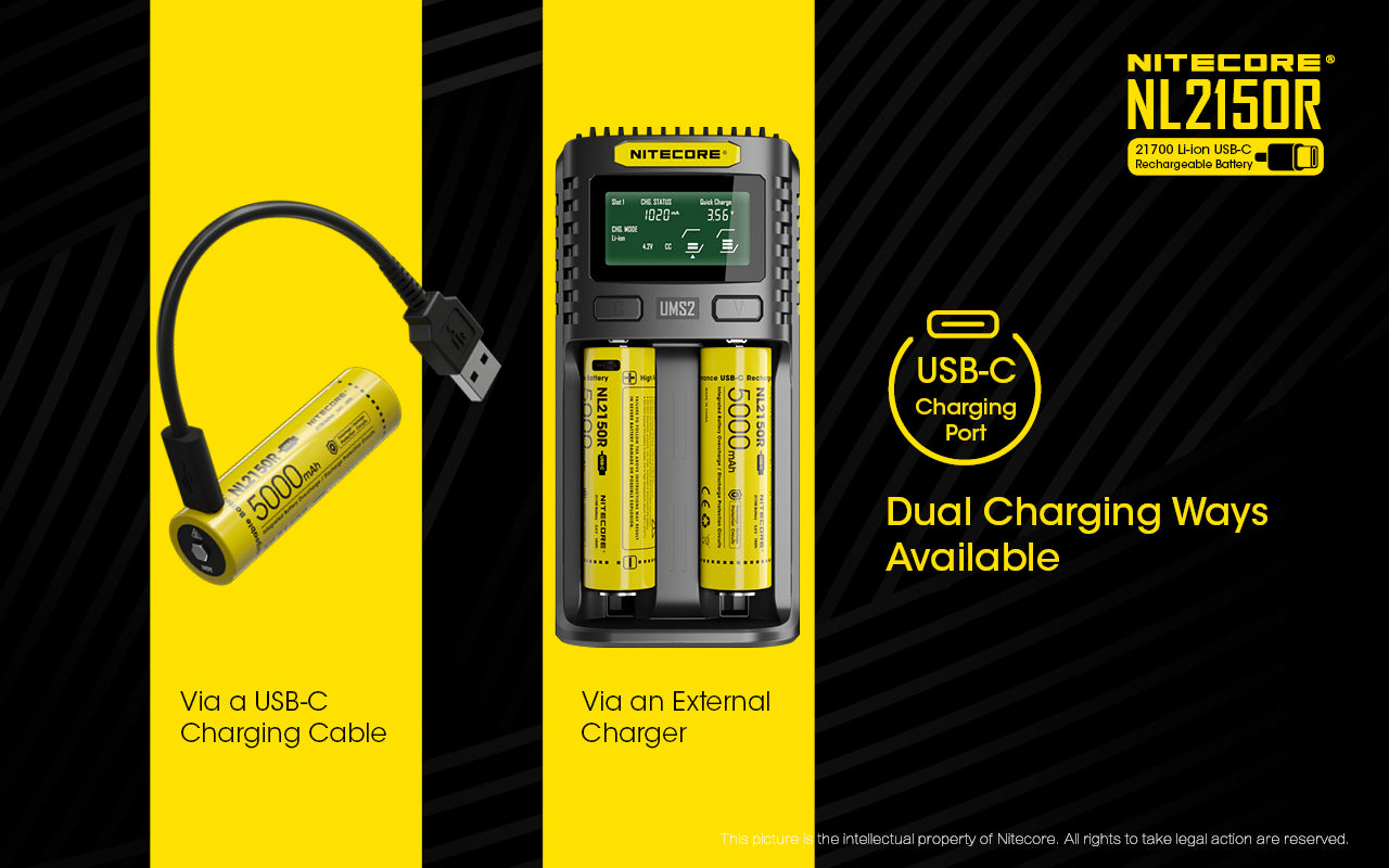 Nitecore Li-Ion 21700 Rechargeable Battery 5000Mah With Usb-C Port