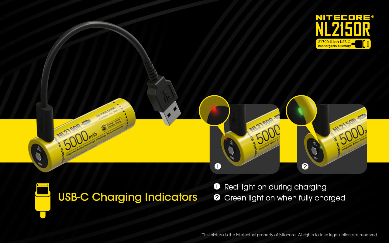 Nitecore Li-Ion 21700 Rechargeable Battery 5000Mah With Usb-C Port