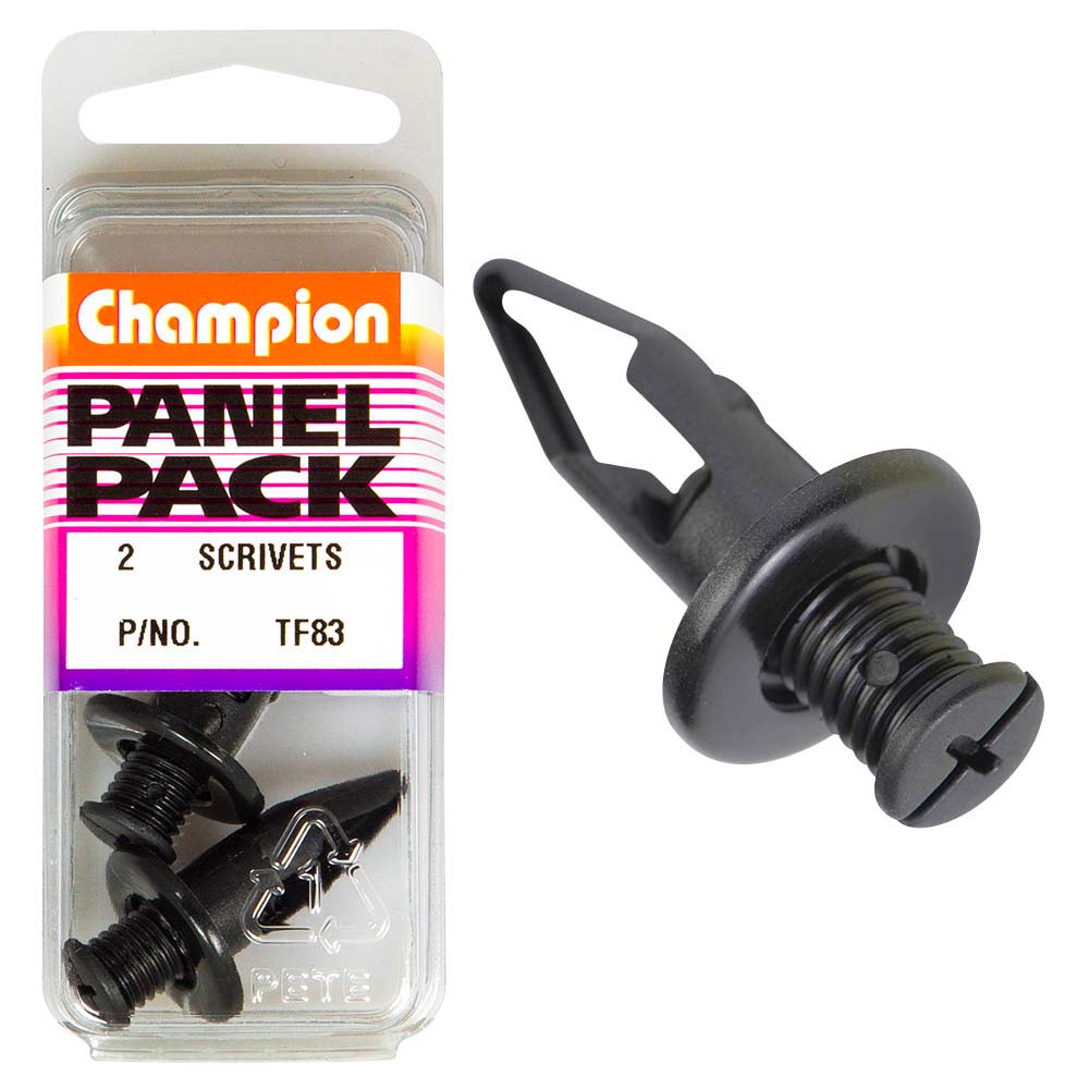 Champion Scrivet Clip Black 20Mm Hd X 27Mm -2Pk