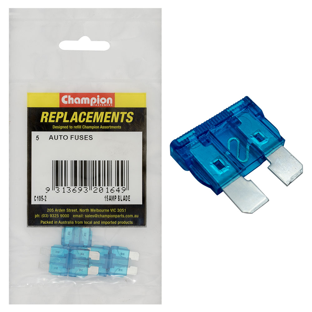 Champion Af 15Amp Standard Blade Fuse -5Pk