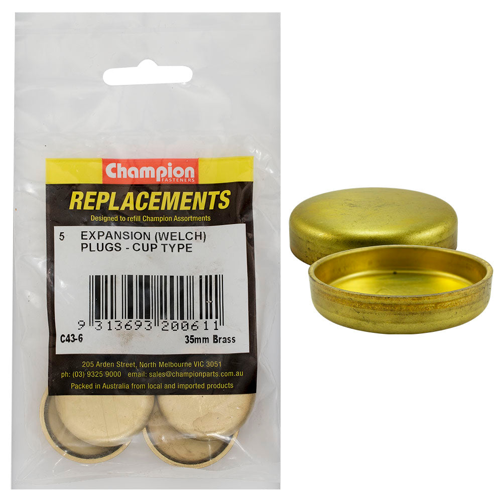 Champion 35Mm Brass Expansion (Frost) Plug -Cup Type -5Pk