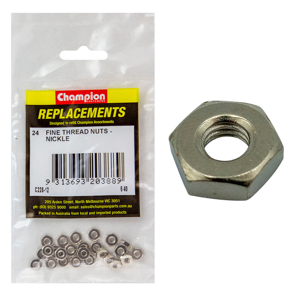 Champion 6/40In Fine Thread Nut - 100Pk