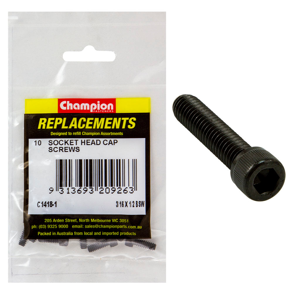 Champion 3/16In X 1/2In Bsw Socket Head Cap Screw -10Pk