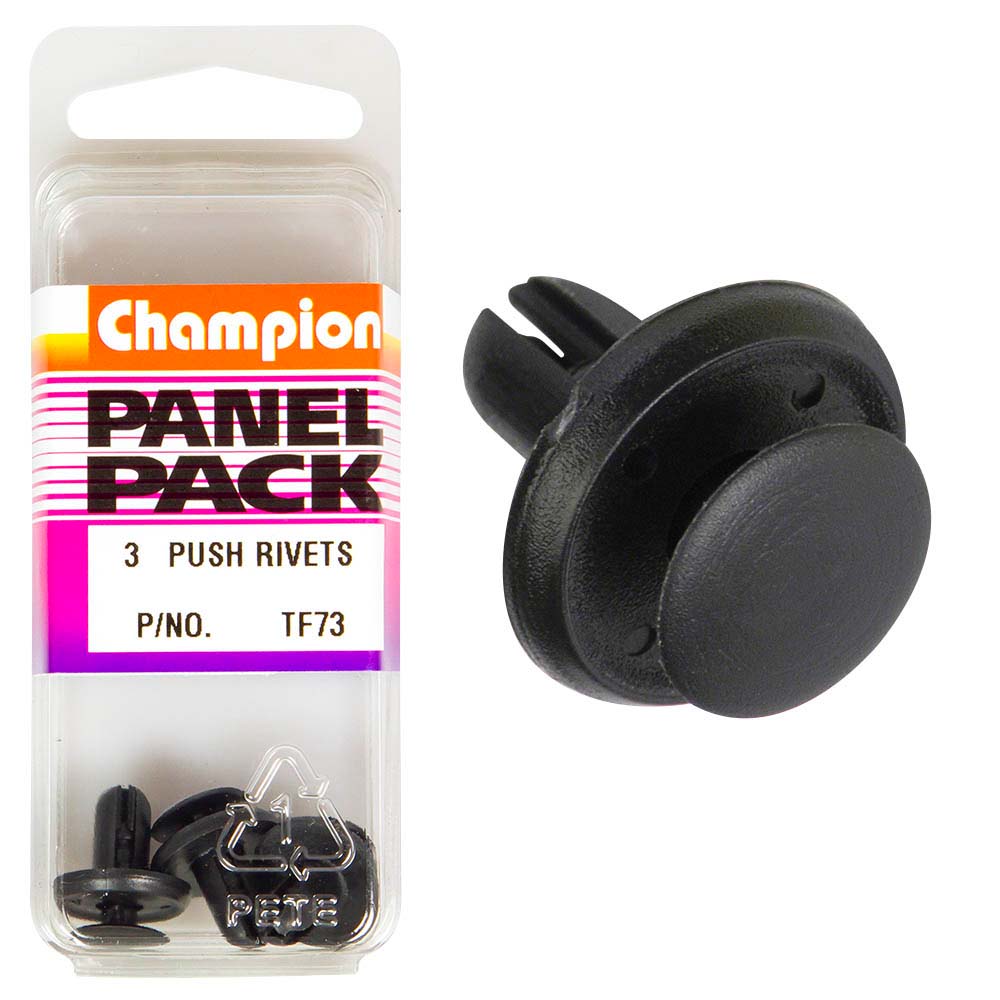 Champion Push Rivet Black 15Mm Hd X 17Mm -3Pk