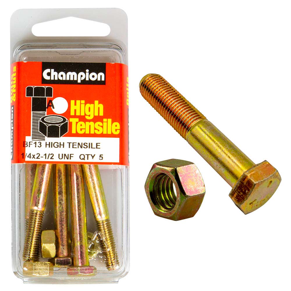 Champion 2-1/2In X 1/4In Bolt And Nut (A) - Gr5