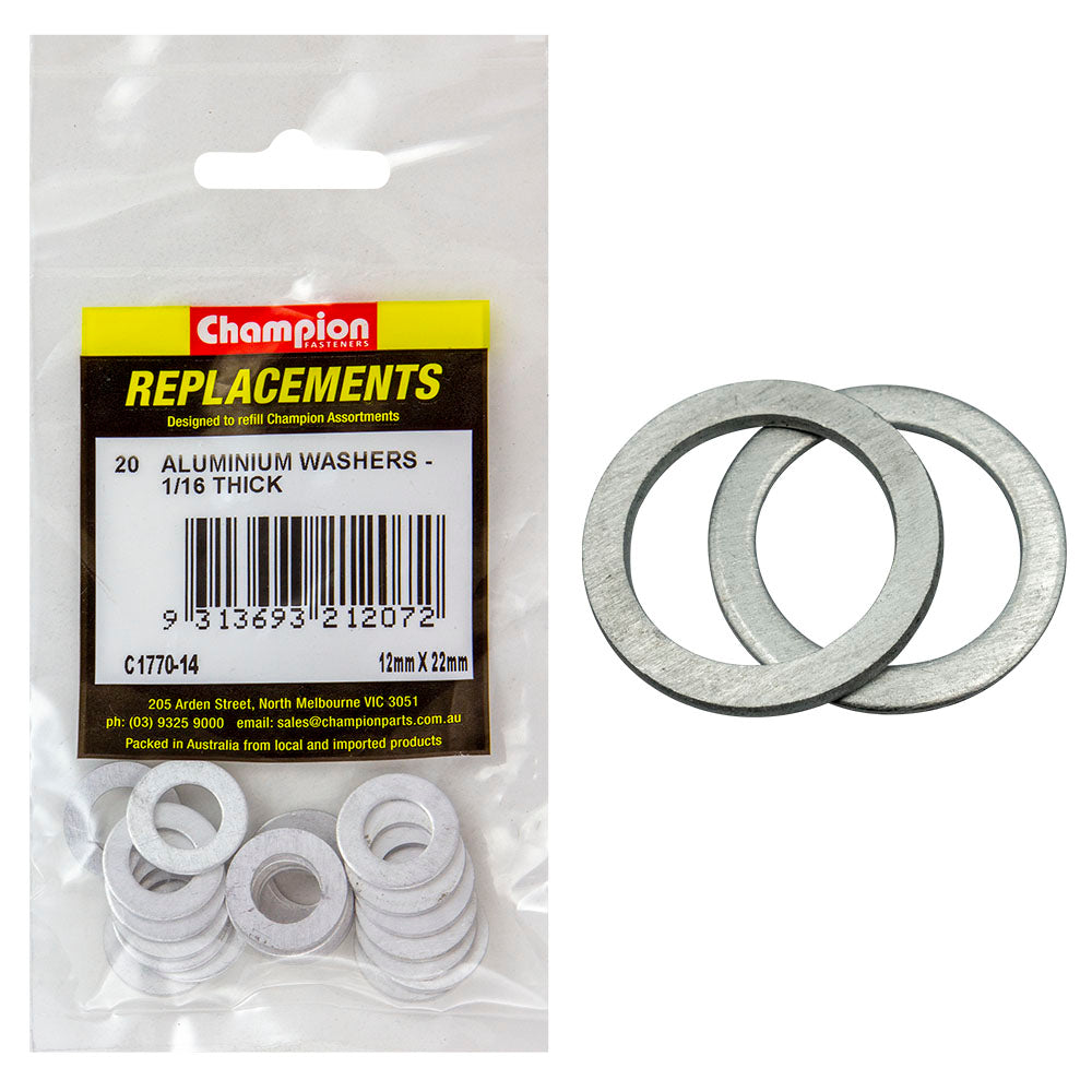 Champion M12 X 22Mm X 1.6Mm Aluminium Washer -20Pk