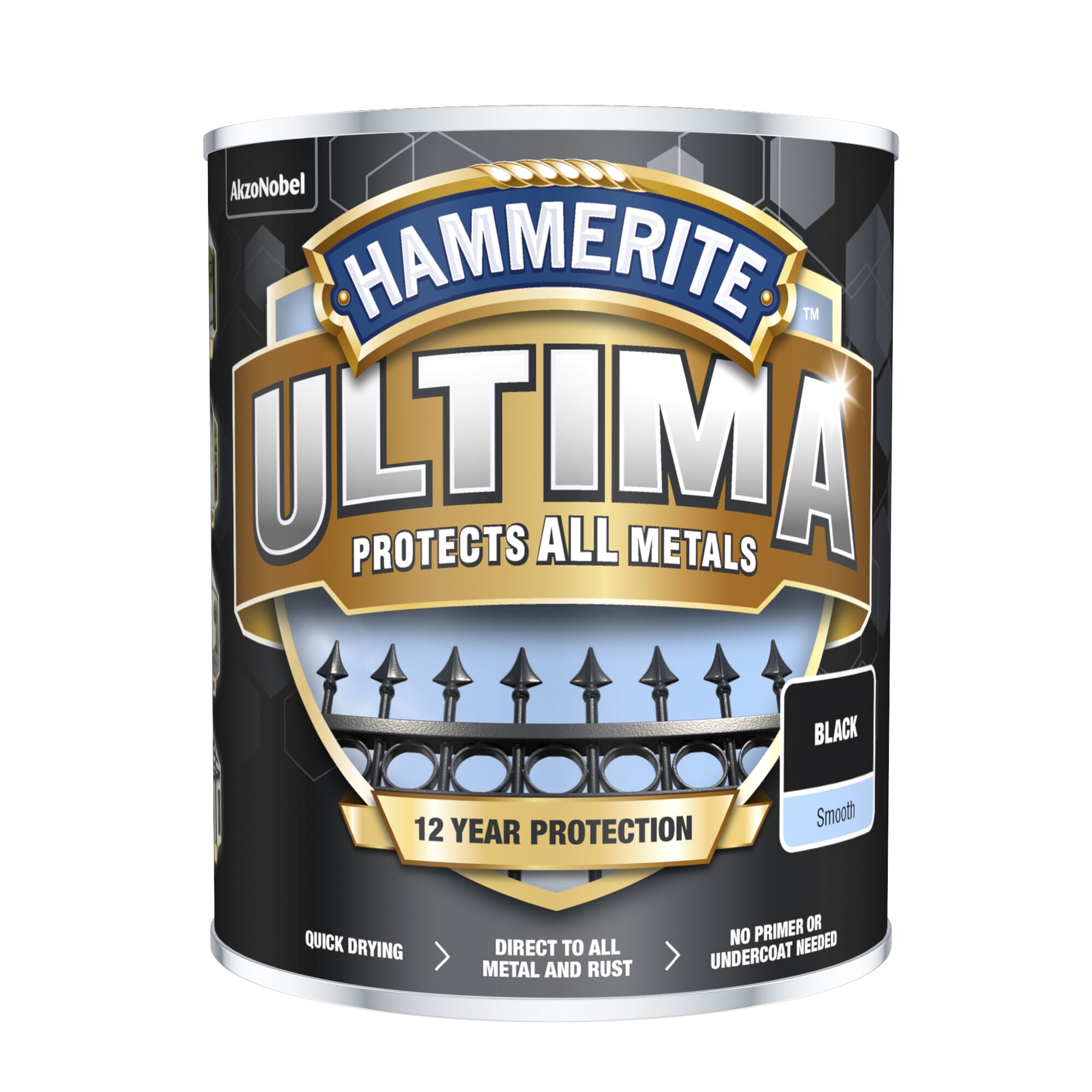 Hammerite Ultima Metal Smooth Black 750Ml