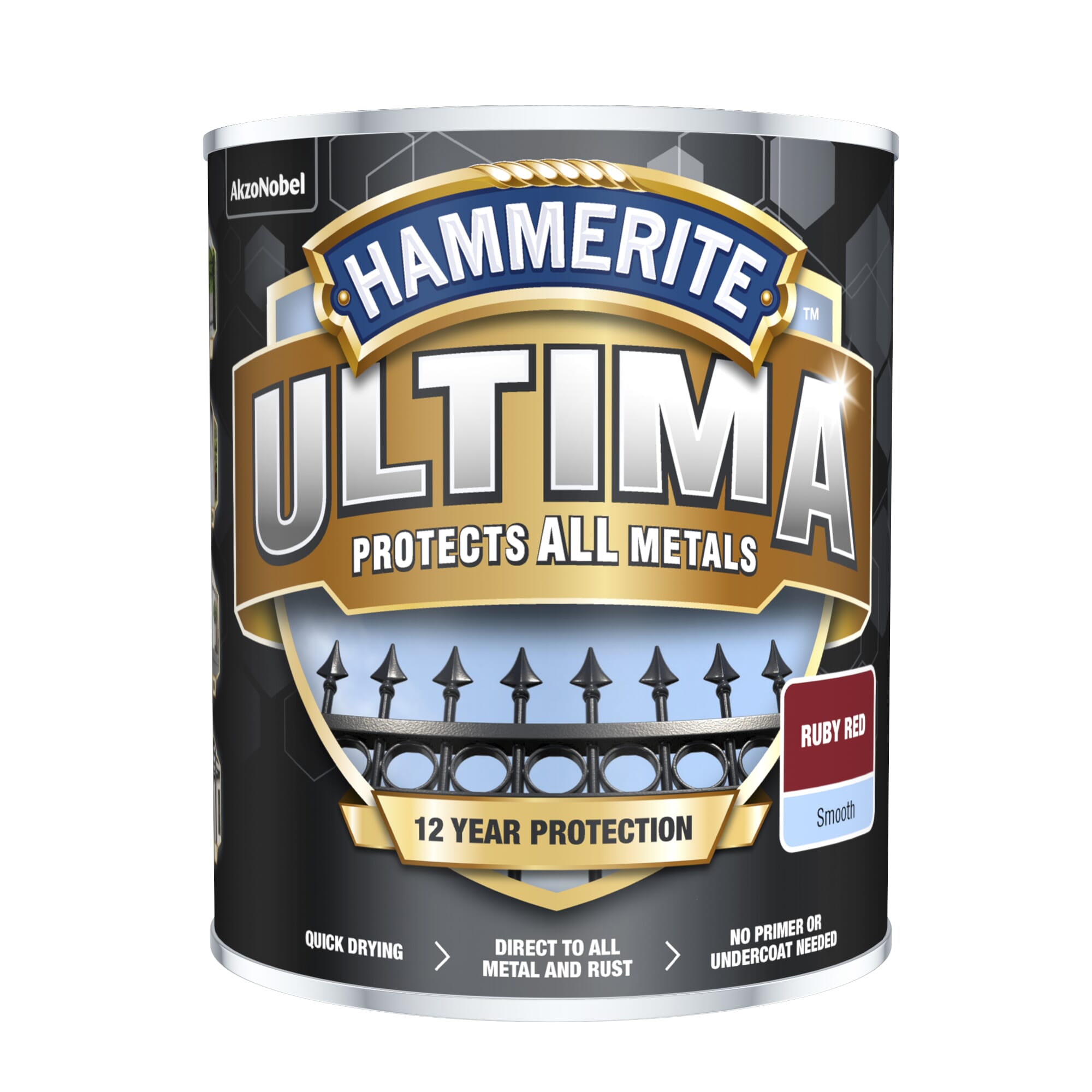 Hammerite Ultima Metal Smooth Ruby Red 750Ml