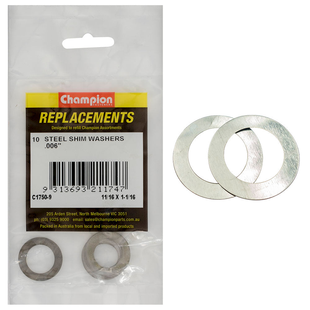 Champion 11/16In X 1-1/16In X .006In Shim Washer -10Pk