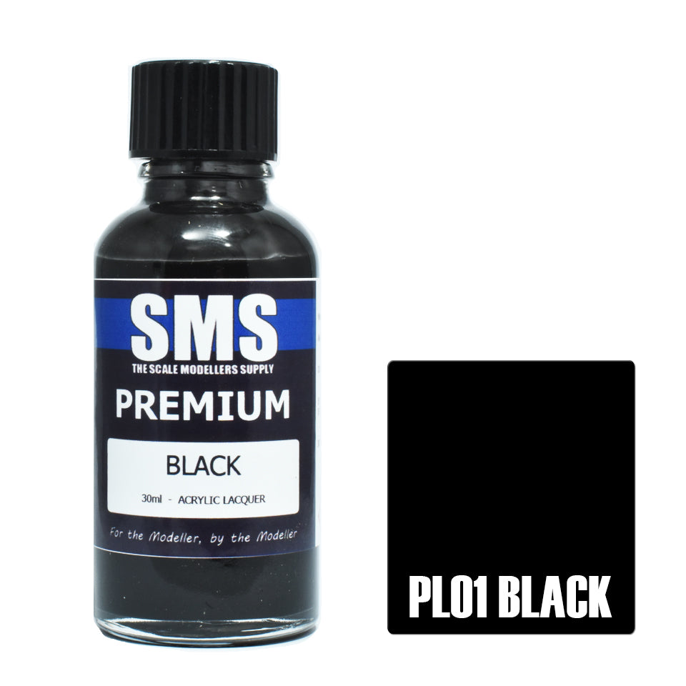 Airbrush Paint 30Ml Premium Black Acrylic Lacquer Scale Modellers Supply