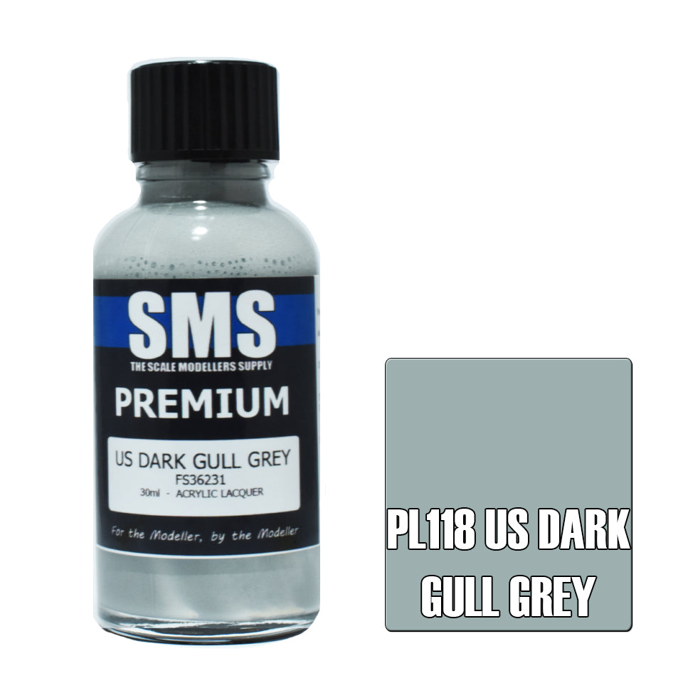 Air Brush Paint 30Ml Premium Us Dark Gull Grey  Acrylic Lacquer Scale Modellers Supply