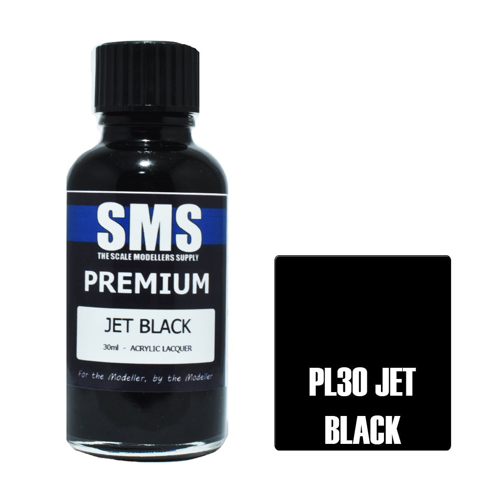 Airbrush Paint 30Ml Premium Jet Black Acrylic Lacquer Scale Modellers Supply