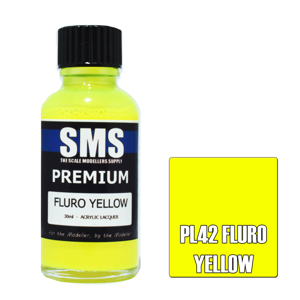 Airbrush Paint 30Ml Premium Fluro Yellow Acrylic Lacquer Scale Modellers Supply